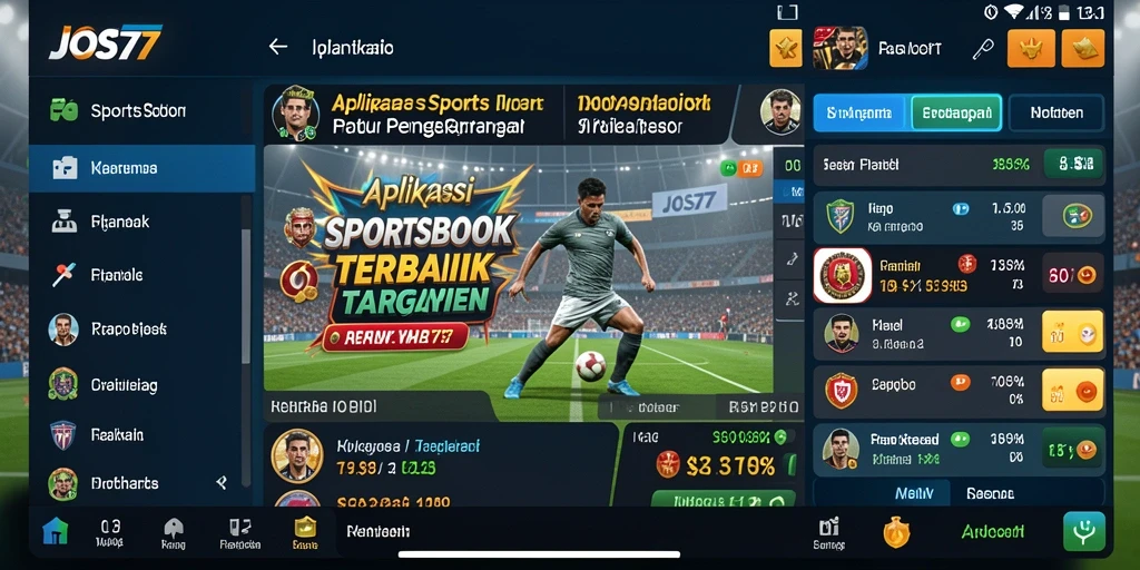 Tampilan antarmuka pengguna JOS77 saat melakukan taruhan olahraga.