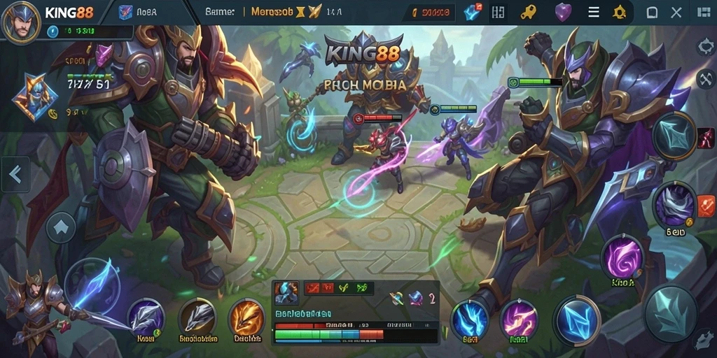 Menampilkan aksi seru dalam gameplay MOBA KING88.