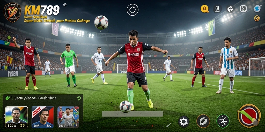 Tampilan gameplay KM789 yang memukau dan seru dalam pertandingan sepak bola.