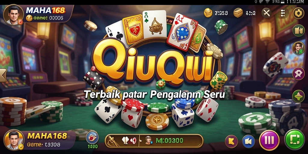 Screenshot gameplay MAHA168 yang menampilkan kartu QiuQiu.
