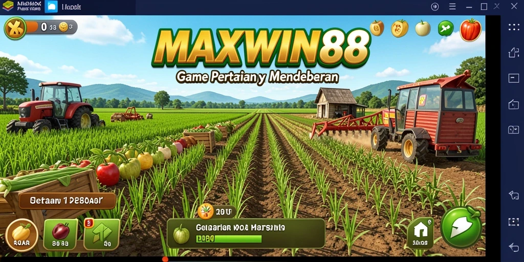 Tampilan gameplay seru dalam MAXWIN88 dengan aktivitas pertanian.