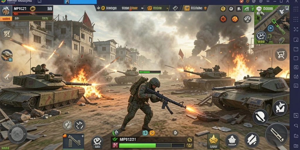 Tampilan gameplay menarik dari MPO1221 dengan pertempuran strategis.