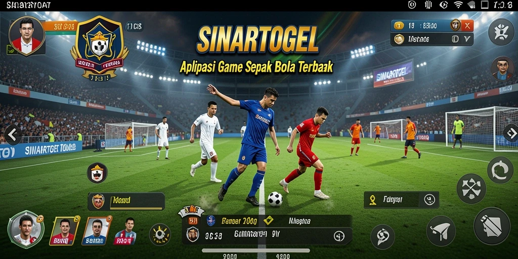 Screenshot gameplay SINARTOGEL menampilkan aksi sepak bola yang mendebarkan.