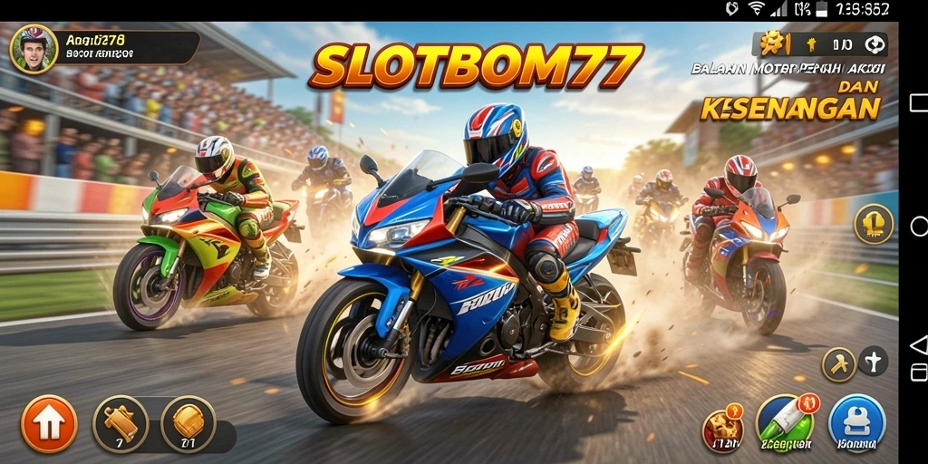 Screenshot gameplay SLOTBOM77 yang memukau saat balapan.