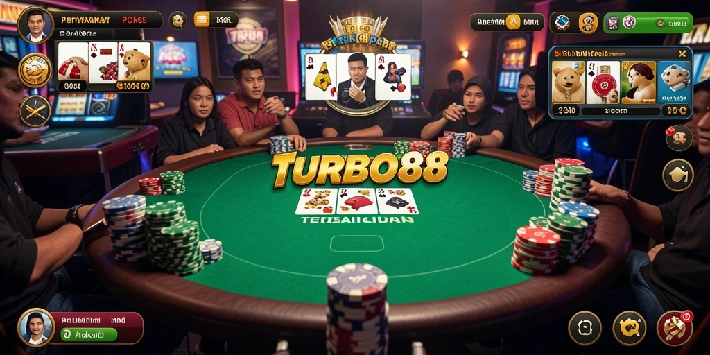 Tampilan screenshot utama TURBO88 dengan gameplay Poker yang menarik.