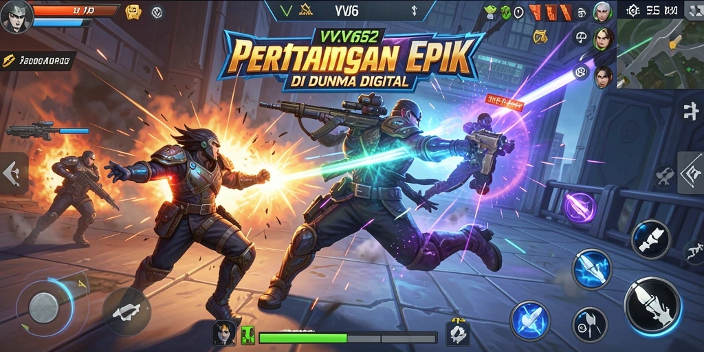 Gameplay VV62 yang mendebarkan saat pertarungan antar karakter.