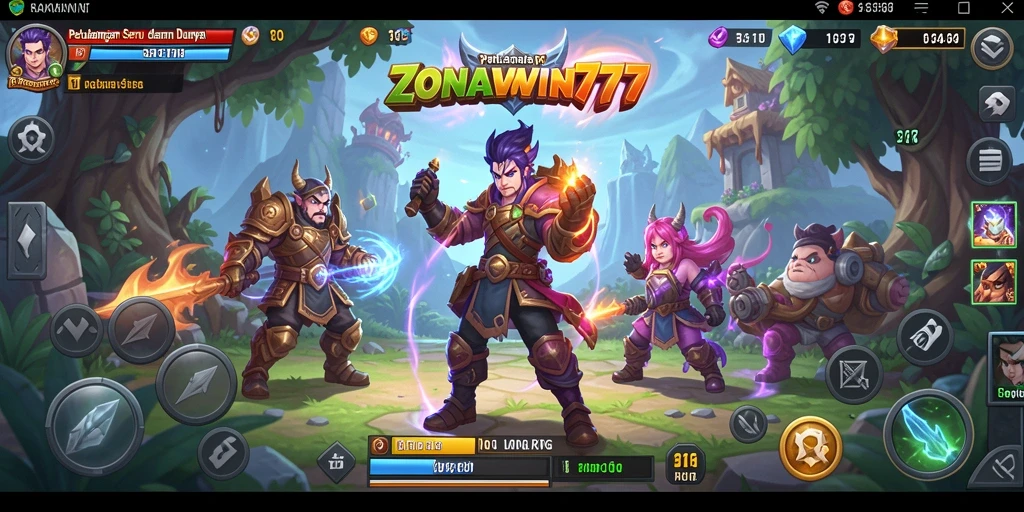 Tampilan gameplay ZONAWIN777 menampilkan pertarungan epik dan eksplorasi dunia.